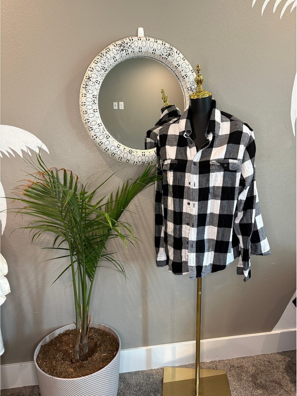George's Black and White Plaid Button-Up Shirt
